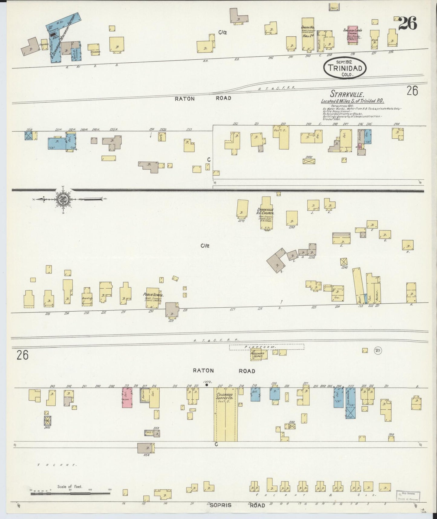 Sanborn Fire Insurance Map from Trinidad, Las Animas County, Colorado (1912), Sheet #0026 - Complete Map Set gallery image, historic Sanborn map, vintage wall art, Colorado Colorado