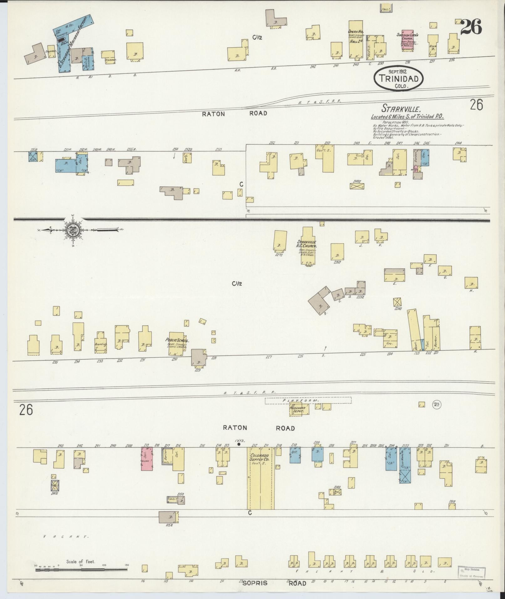 Sanborn Fire Insurance Map from Trinidad, Las Animas County, Colorado (1912), Sheet #0026 - Complete Map Set gallery image, historic Sanborn map, vintage wall art, Colorado Colorado