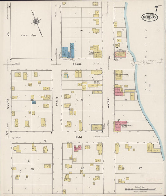 Sanborn Fire Insurance Map from McHenry, McHenry County, Illinois (1922), Sheet #0007 - Historic Sanborn Fire Insurance Map Print, vintage old map wall art, antique decor, genealogy gift, Illinois Illinois map
