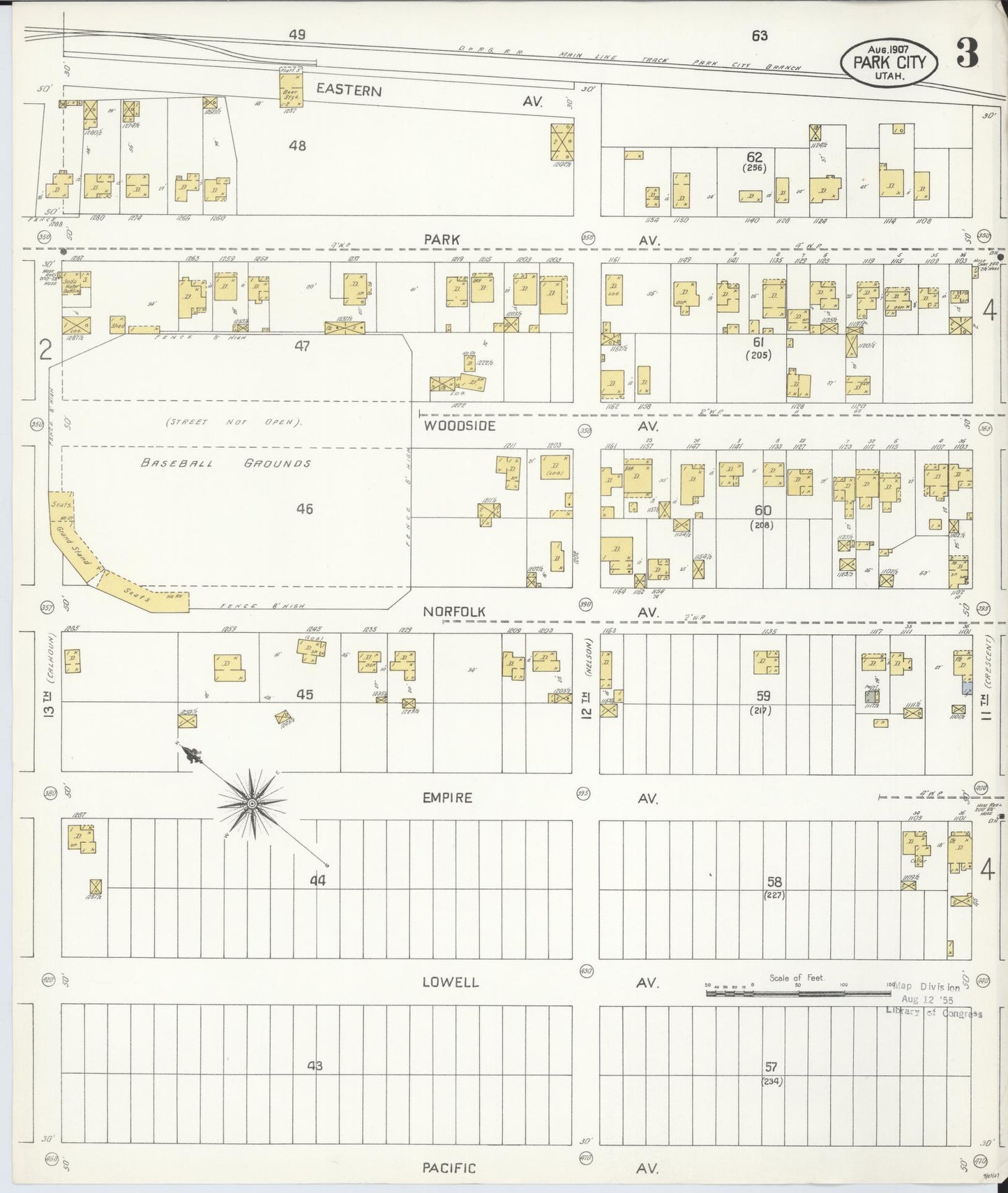 Sanborn Fire Insurance Map from Park City, Summit County, Utah (1907), Sheet #0003 - Complete Map Set gallery image, historic Sanborn map, vintage wall art, Utah Utah