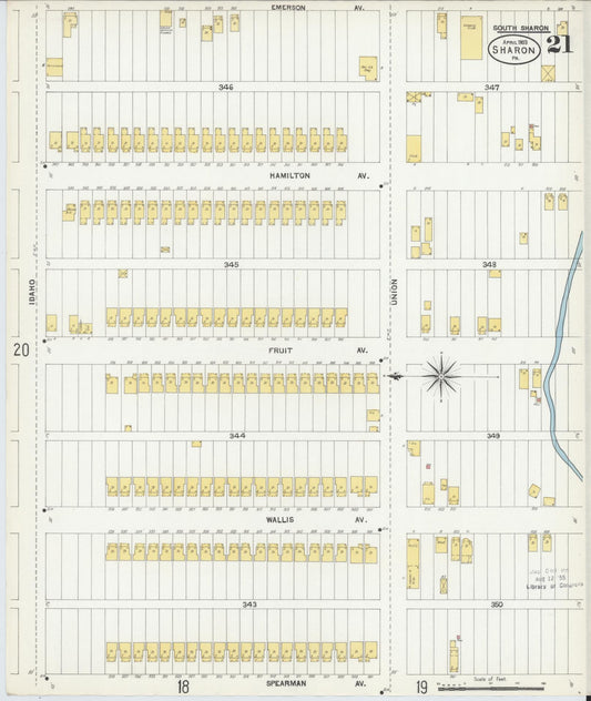 Sanborn Fire Insurance Map from Sharon, Mercer County, Pennsylvania (1903), Sheet #0021 - Historic Sanborn Fire Insurance Map Print, vintage old map wall art, antique decor, genealogy gift, Pennsylvania Pennsylvania map