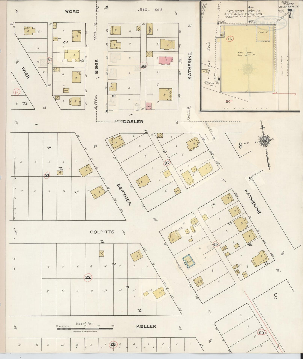 Sanborn Fire Insurance Map from Chillicothe, Hardeman County, Texas (1941), Sheet #0007 - Complete Map Set gallery image, historic Sanborn map, vintage wall art, Texas Texas