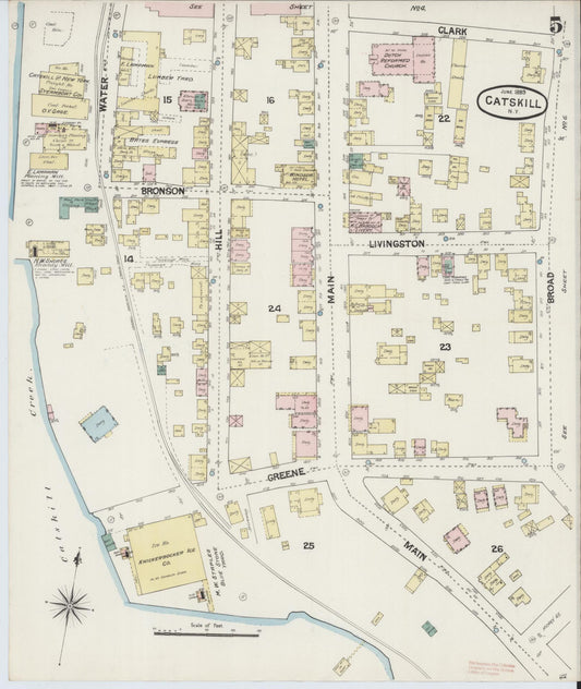 Sanborn Fire Insurance Map from Catskill, Greene County, New York (1889), Sheet #0005 - Historic Sanborn Fire Insurance Map Print, vintage old map wall art, antique decor, genealogy gift, New York New York map
