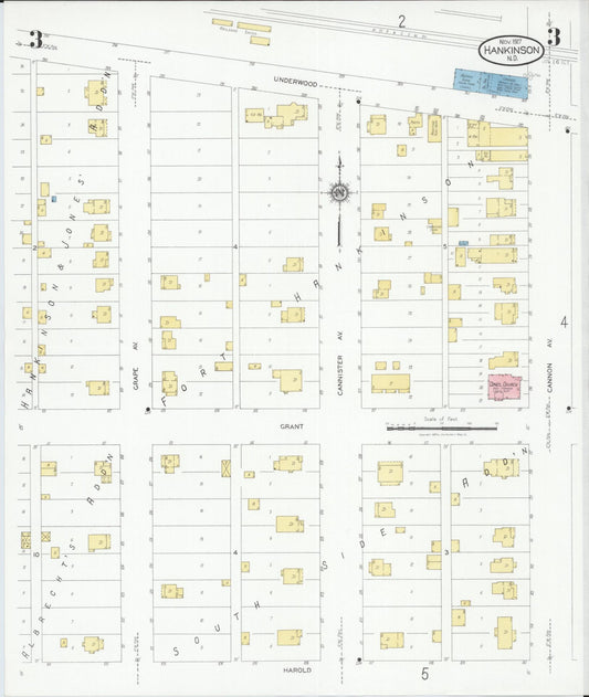 Sanborn Fire Insurance Map from Hankinson, Richland County, North Dakota (1927), Sheet #0003 - Historic Sanborn Fire Insurance Map Print, vintage old map wall art, antique decor, genealogy gift, North Dakota North Dakota map