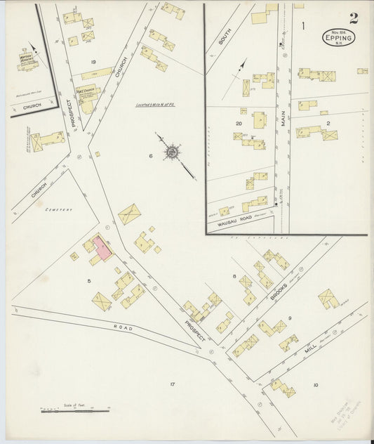 Sanborn Fire Insurance Map from Epping, Rockingham County, New Hampshire (1914), Sheet #0002 - Historic Sanborn Fire Insurance Map Print, vintage old map wall art, antique decor, genealogy gift, New Hampshire New Hampshire map