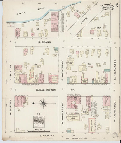Sanborn Fire Insurance Map from Lansing, Ingham County, Michigan (1885), Sheet #0002 - Historic Sanborn Fire Insurance Map Print, vintage old map wall art, antique decor, genealogy gift, Michigan Michigan map