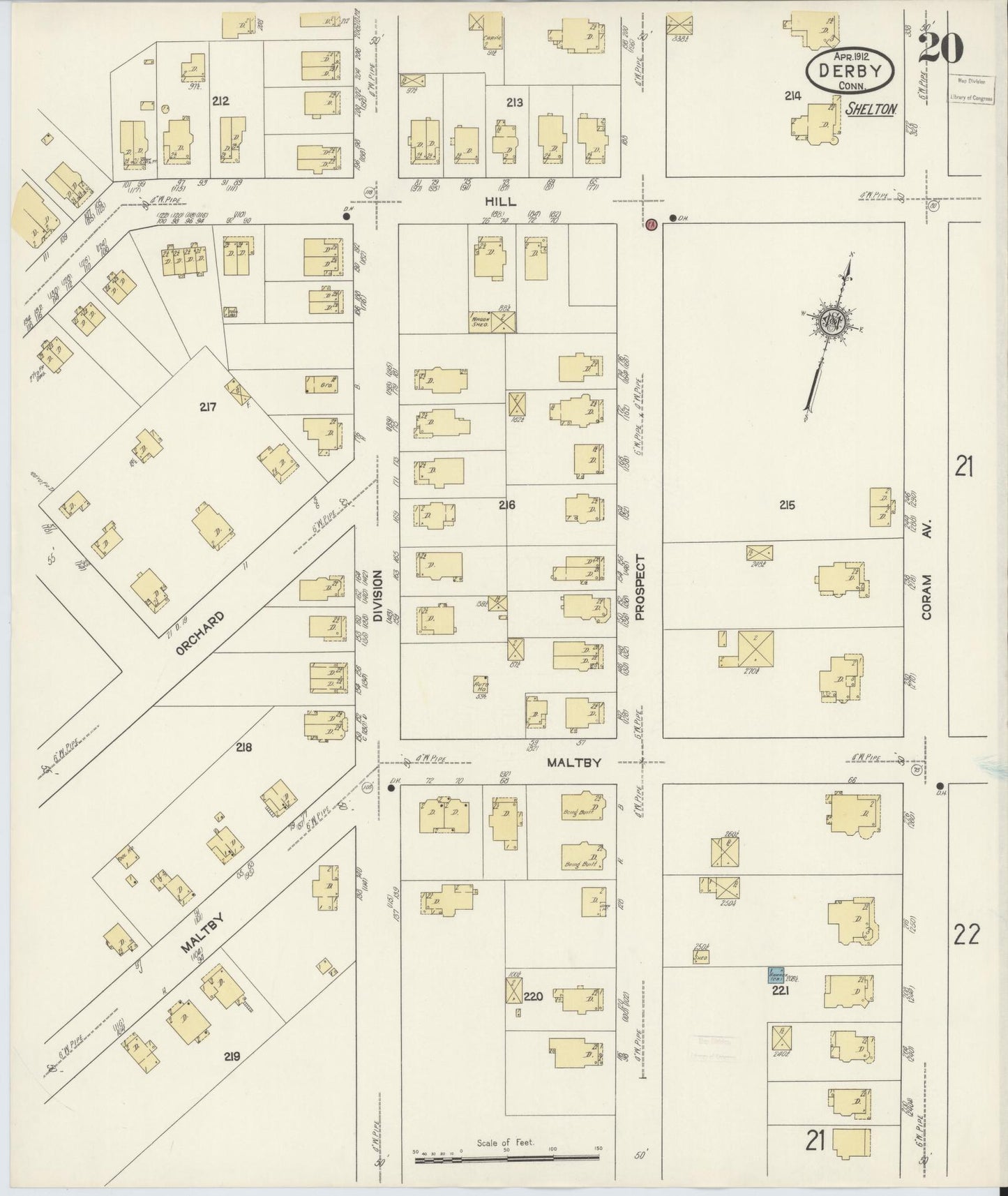 Sanborn Fire Insurance Map from Derby, New Haven County, Connecticut (1912), Sheet #0020 - Complete Map Set gallery image, historic Sanborn map, vintage wall art, Connecticut Connecticut
