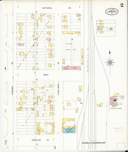 Sanborn Fire Insurance Map from Las Vegas, San Miguel County, New Mexico (1898), Sheet #0002 - Historic Sanborn Fire Insurance Map Print, vintage old map wall art, antique decor, genealogy gift, New Mexico New Mexico map