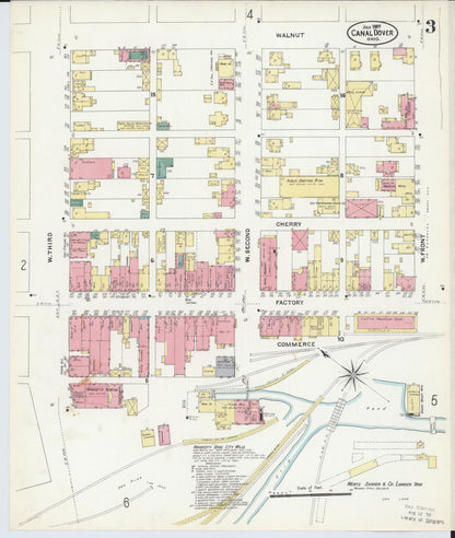 Sanborn Fire Insurance Map from Canal Dover, Tuscarawas County, Ohio (1907), Sheet #0003 - Historic Sanborn Fire Insurance Map Print, vintage old map wall art, antique decor, genealogy gift, Ohio Ohio map
