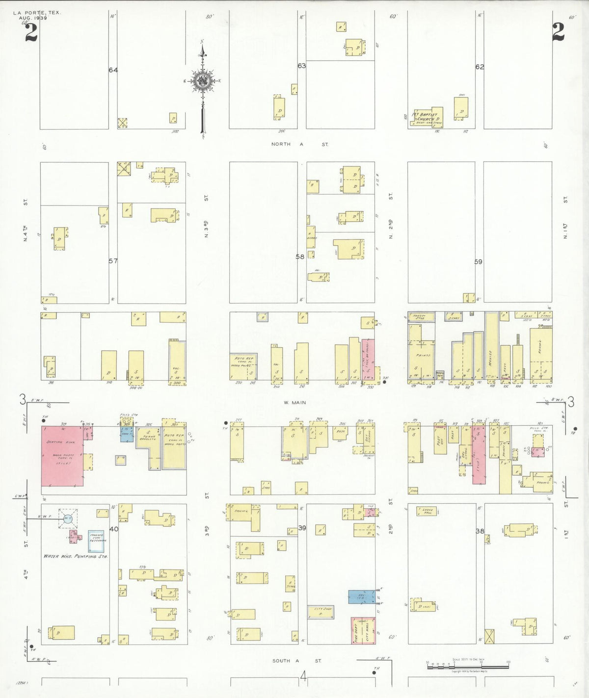 Sanborn Fire Insurance Map from La Porte, Harris County, Texas (1939), Sheet #0002 - Complete Map Set gallery image, historic Sanborn map, vintage wall art, Texas Texas
