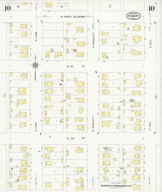 Sanborn Fire Insurance Map from Hobart, Kiowa County, Oklahoma (1926), Sheet #0010 - Historic Sanborn Fire Insurance Map Print, vintage old map wall art, antique decor, genealogy gift, Oklahoma Oklahoma map