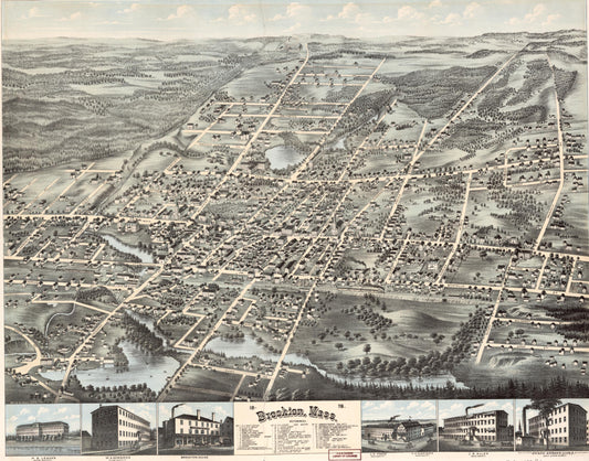 Brockton, Mass. : 1878. (1878) – Historic Bird’s-Eye View Panorama Print