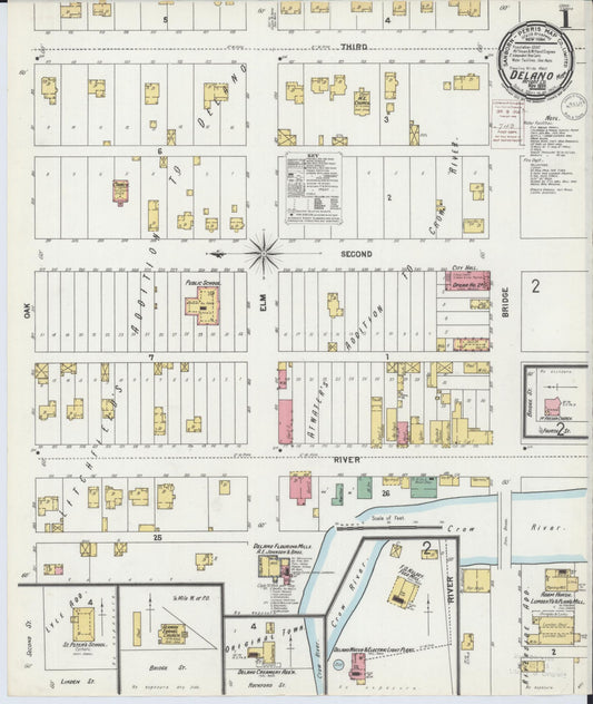 Sanborn Fire Insurance Map from Delano, Wright County, Minnesota (1899), Sheet #0001 - Historic Sanborn Fire Insurance Map Print, vintage old map wall art, antique decor, genealogy gift, Minnesota Minnesota map