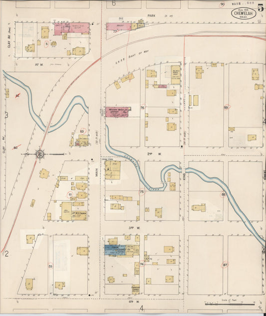 Sanborn Fire Insurance Map from Chewelah, Stevens County, Washington (1932), Sheet #0005 - Historic Sanborn Fire Insurance Map Print, vintage old map wall art, antique decor, genealogy gift, Washington Washington map