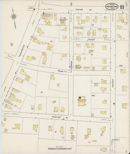 Sanborn Fire Insurance Map from Abington, Plymouth County, Massachusetts (1915), Sheet #0011 - Historic Sanborn Fire Insurance Map Print, vintage old map wall art, antique decor, genealogy gift, Massachusetts Massachusetts map