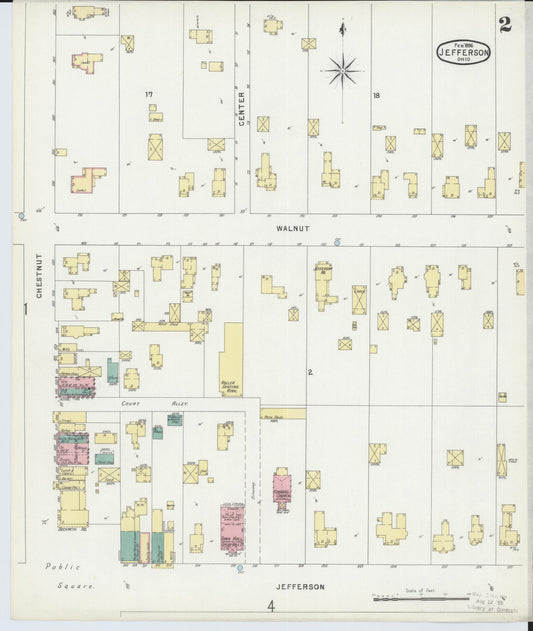 Sanborn Fire Insurance Map from Jefferson, Ashtabula County, Ohio (1896), Sheet #0002 - Historic Sanborn Fire Insurance Map Print, vintage old map wall art, antique decor, genealogy gift, Ohio Ohio map