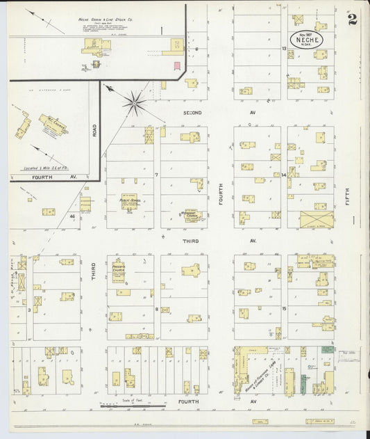 Sanborn Fire Insurance Map from Neche, Pembina County, North Dakota (1907), Sheet #0002 - Historic Sanborn Fire Insurance Map Print, vintage old map wall art, antique decor, genealogy gift, North Dakota North Dakota map