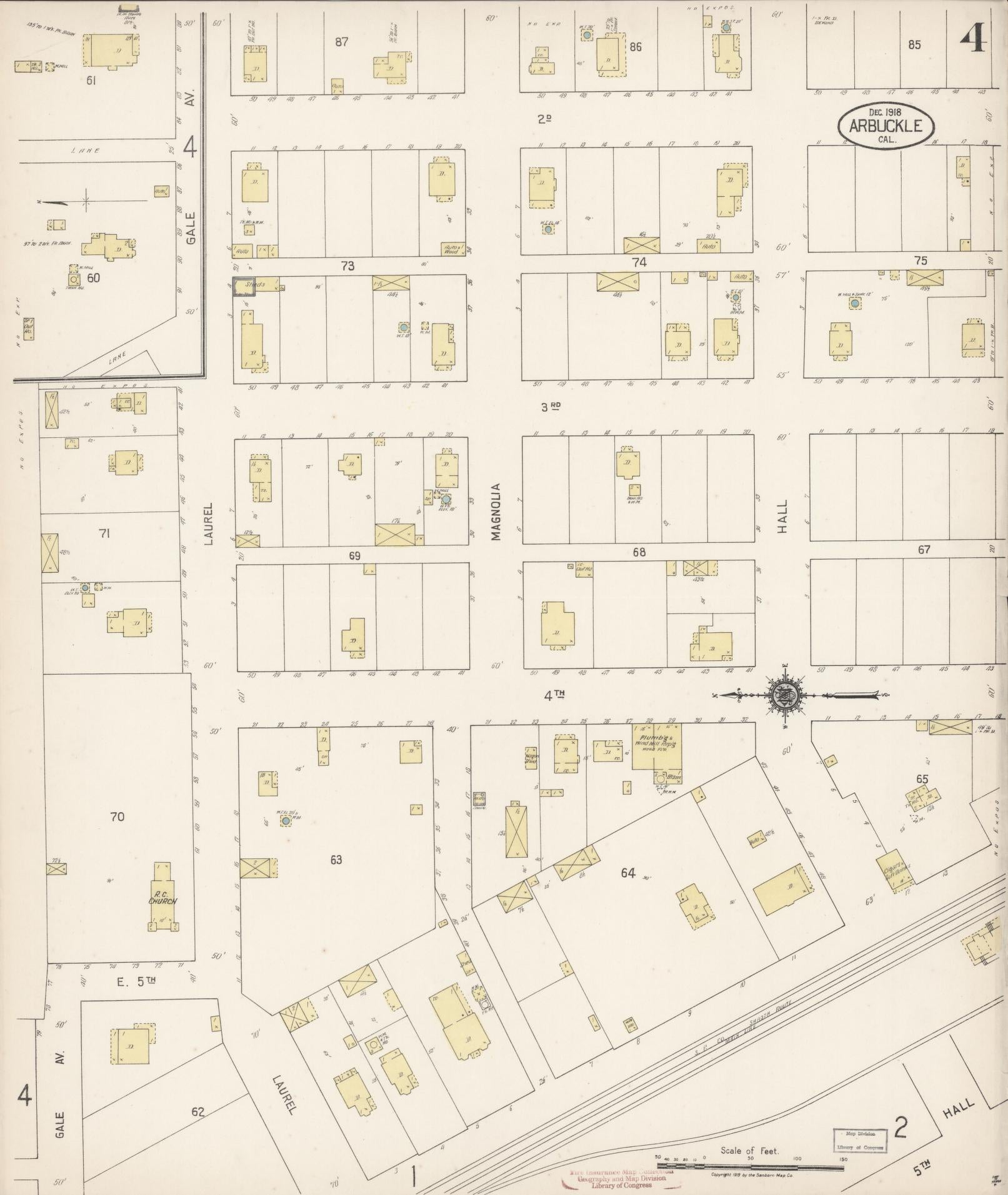 Sanborn Fire Insurance Map from Arbuckle, Colusa County, California (1918), Sheet #0004 - Historic Sanborn Fire Insurance Map Print, vintage old map wall art, antique decor, genealogy gift, California California map