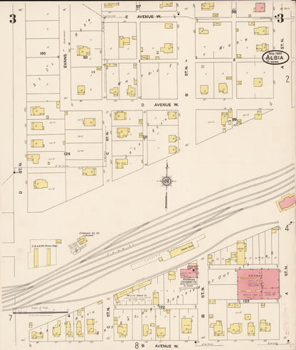 Sanborn Fire Insurance Map from Albia, Monroe County, Iowa (1922), Sheet #0003 - Historic Sanborn Fire Insurance Map Print