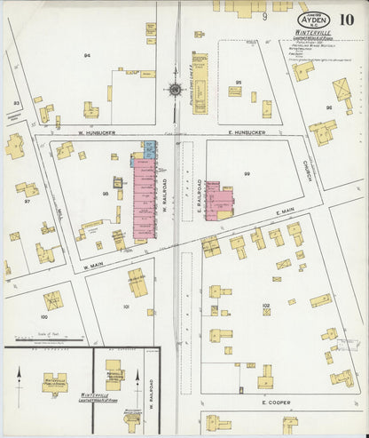 Sanborn Fire Insurance Map from Ayden, Pitt County, North Carolina (1919), Sheet #0010 - Historic Sanborn Fire Insurance Map Print, vintage old map wall art, antique decor, genealogy gift, North Carolina North Carolina map