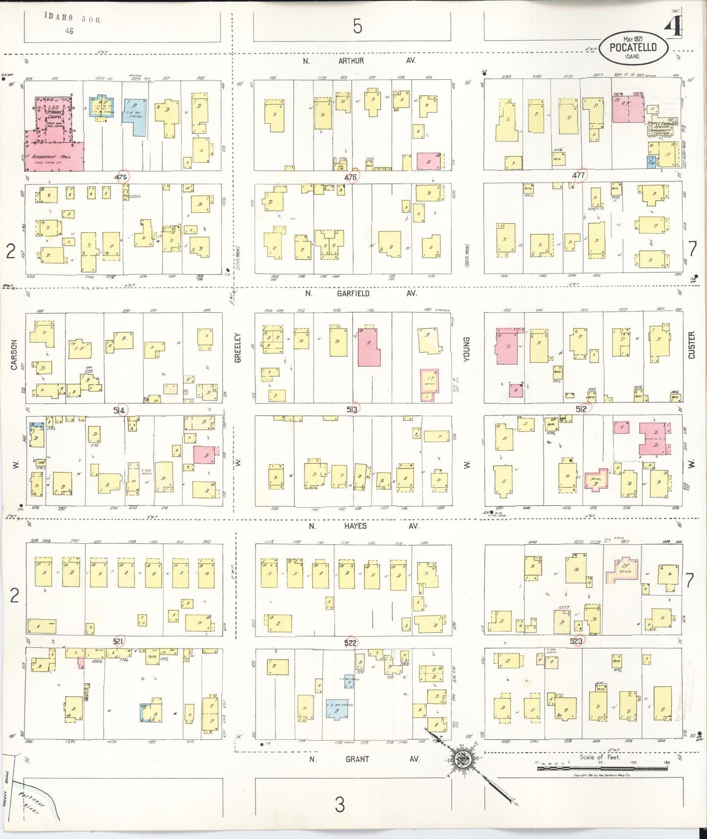 Sanborn Fire Insurance Map from Pocatello, Bannock County, Idaho (1948), Sheet #0004 - Complete Map Set gallery image, historic Sanborn map, vintage wall art, Idaho Idaho