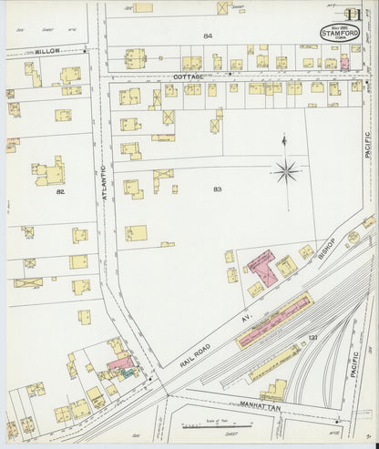 Sanborn Fire Insurance Map from Stamford, Fairfield County, Connecticut (1892), Sheet #0011 - Complete Map Set gallery image, historic Sanborn map, vintage wall art, Connecticut Connecticut