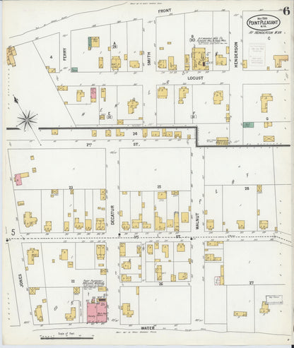 Sanborn Fire Insurance Map from Point Pleasant, Mason County, West Virginia (1900), Sheet #0006 - Complete Map Set gallery image, historic Sanborn map, vintage wall art, West Virginia West Virginia