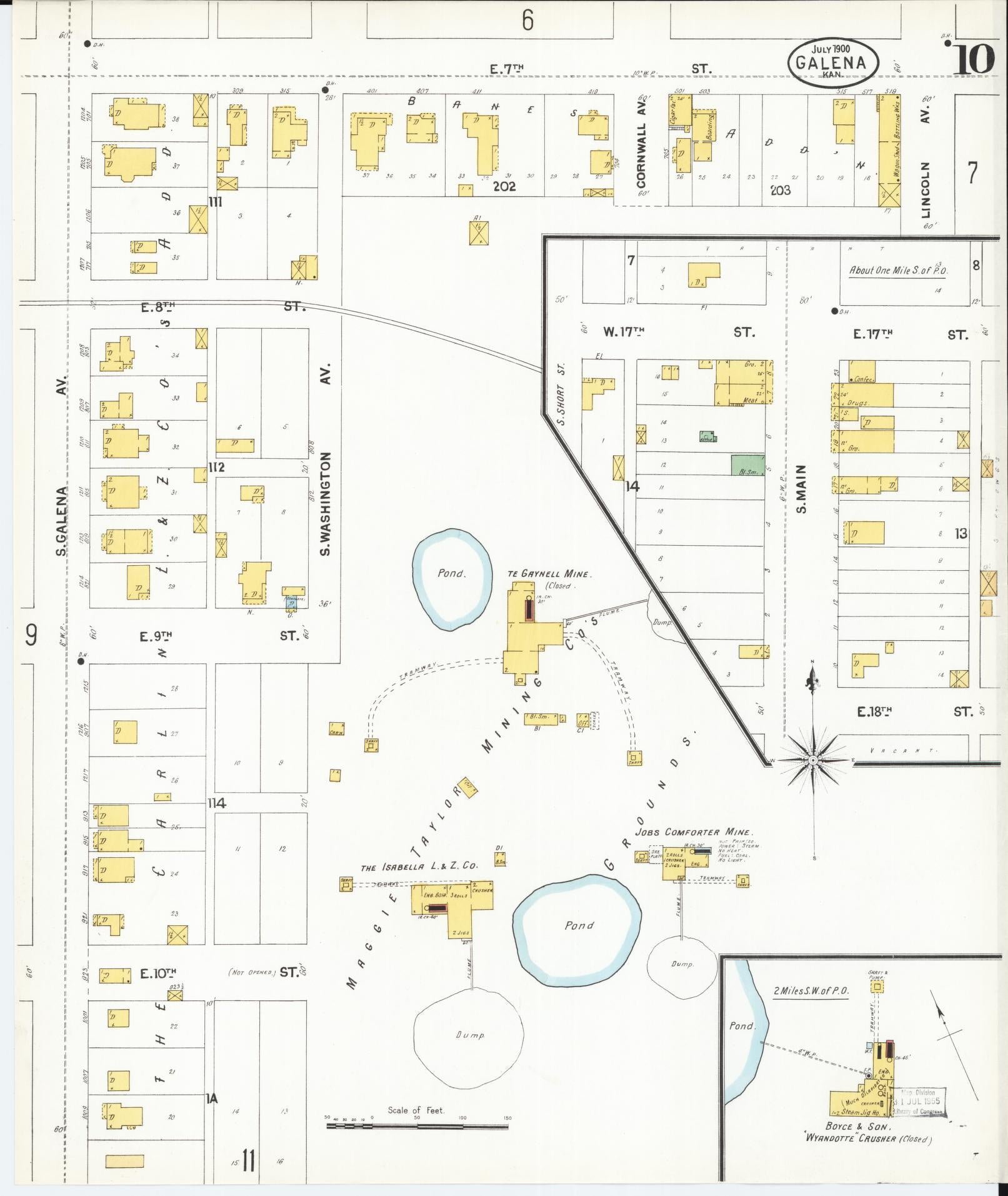 Sanborn Fire Insurance Map from Galena, Cherokee County, Kansas (1900), Sheet #0010 - Historic Sanborn Fire Insurance Map Print, vintage old map wall art, antique decor, genealogy gift, Kansas Kansas map