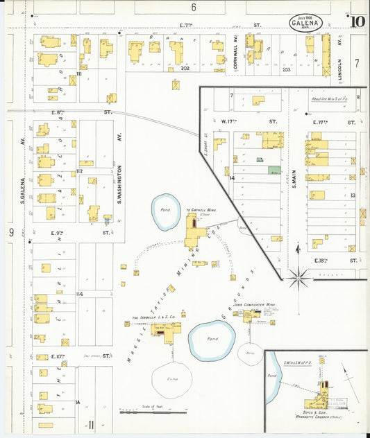 Sanborn Fire Insurance Map from Galena, Cherokee County, Kansas (1900), Sheet #0010 - Historic Sanborn Fire Insurance Map Print, vintage old map wall art, antique decor, genealogy gift, Kansas Kansas map