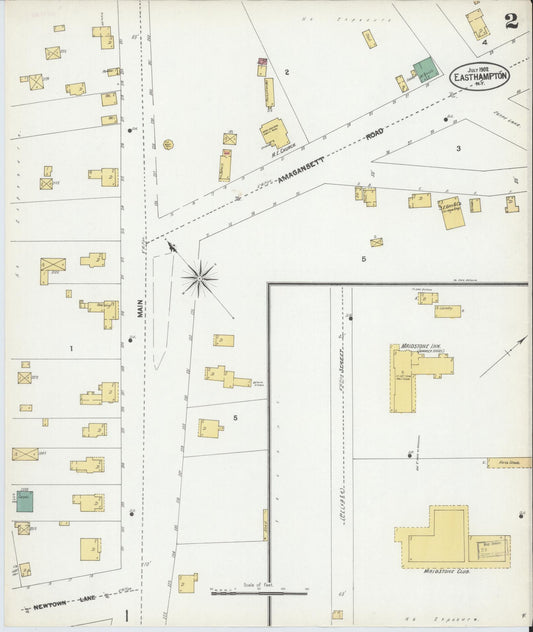 Sanborn Fire Insurance Map from Easthampton, Suffolk County, New York (1902), Sheet #0002 - Historic Sanborn Fire Insurance Map Print, vintage old map wall art, antique decor, genealogy gift, New York New York map