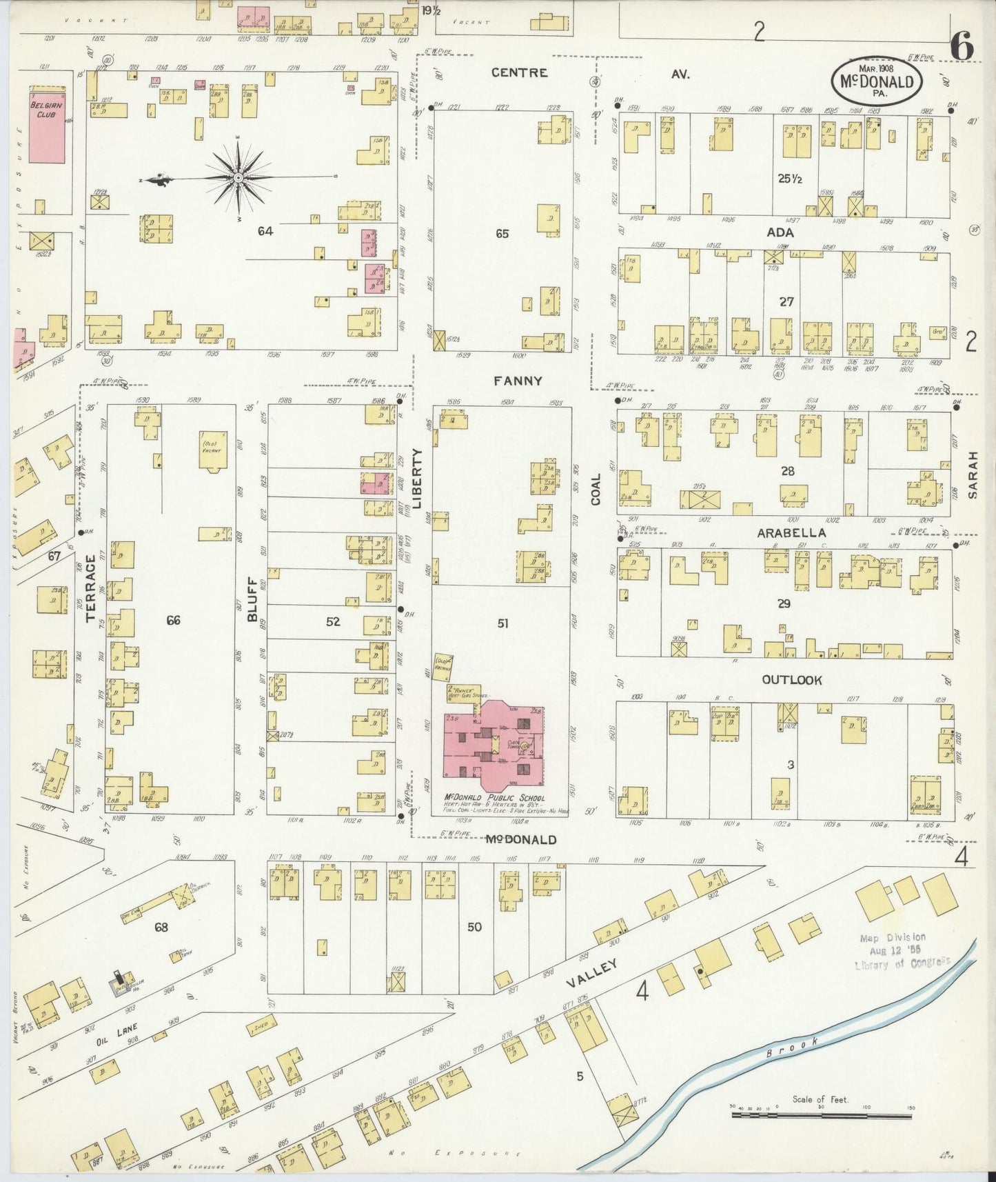 Sanborn Fire Insurance Map from McDonald, Washington County, Pennsylvania (1908), Sheet #0006 - Complete Map Set gallery image, historic Sanborn map, vintage wall art, Pennsylvania Pennsylvania