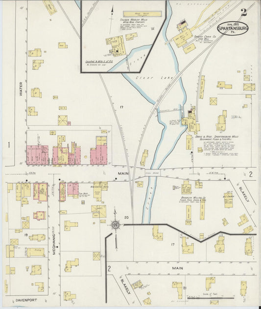 Sanborn Fire Insurance Map from Spartansburg, Crawford County, Pennsylvania (1915), Sheet #0002 - Historic Sanborn Fire Insurance Map Print, vintage old map wall art, antique decor, genealogy gift, Pennsylvania Pennsylvania map