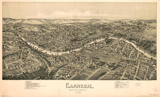 Carnegie, Allegheny County, Pennsylvania, 1897. (1897) – Historic Bird’s-Eye View Panorama Print