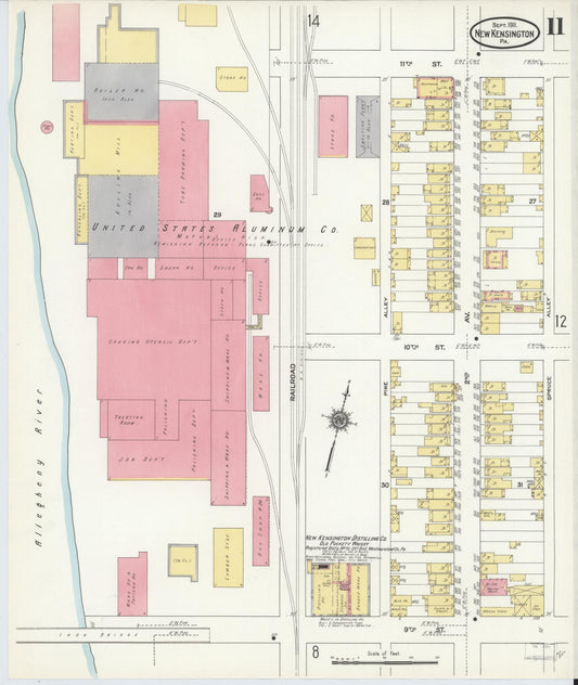Sanborn Fire Insurance Map from New Kensington, Westmoreland County, Pennsylvania (1911), Sheet #0011 - Historic Sanborn Fire Insurance Map Print, vintage old map wall art, antique decor, genealogy gift, Pennsylvania Pennsylvania map