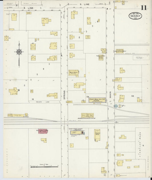 Sanborn Fire Insurance Map from Searcy, White County, Arkansas (1913), Sheet #0011 - Historic Sanborn Fire Insurance Map Print, vintage old map wall art, antique decor, genealogy gift, Arkansas Arkansas map