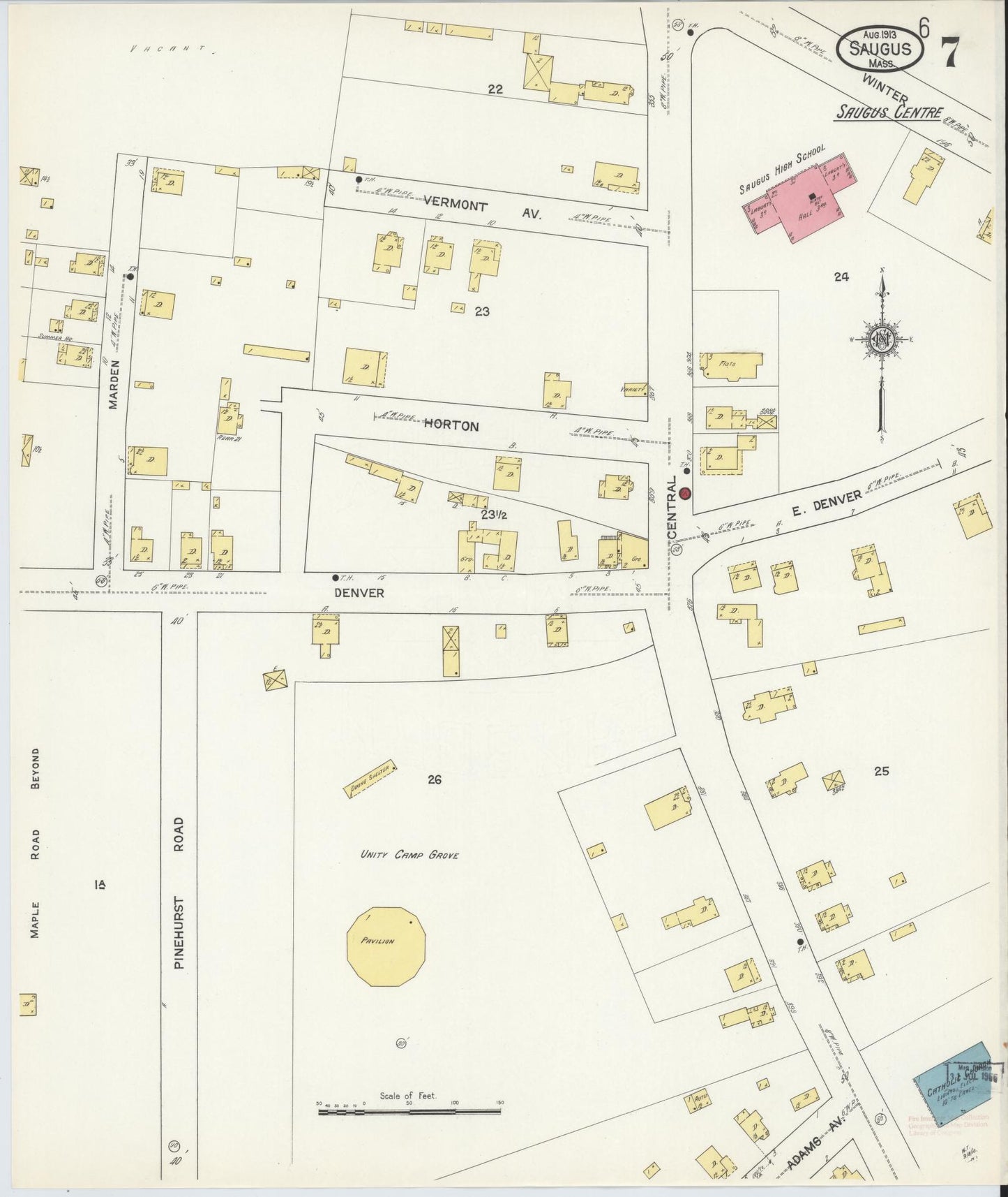 Sanborn Fire Insurance Map from Saugus, Essex County, Massachusetts (1913), Sheet #0007 - Complete Map Set gallery image, historic Sanborn map, vintage wall art, Massachusetts Massachusetts