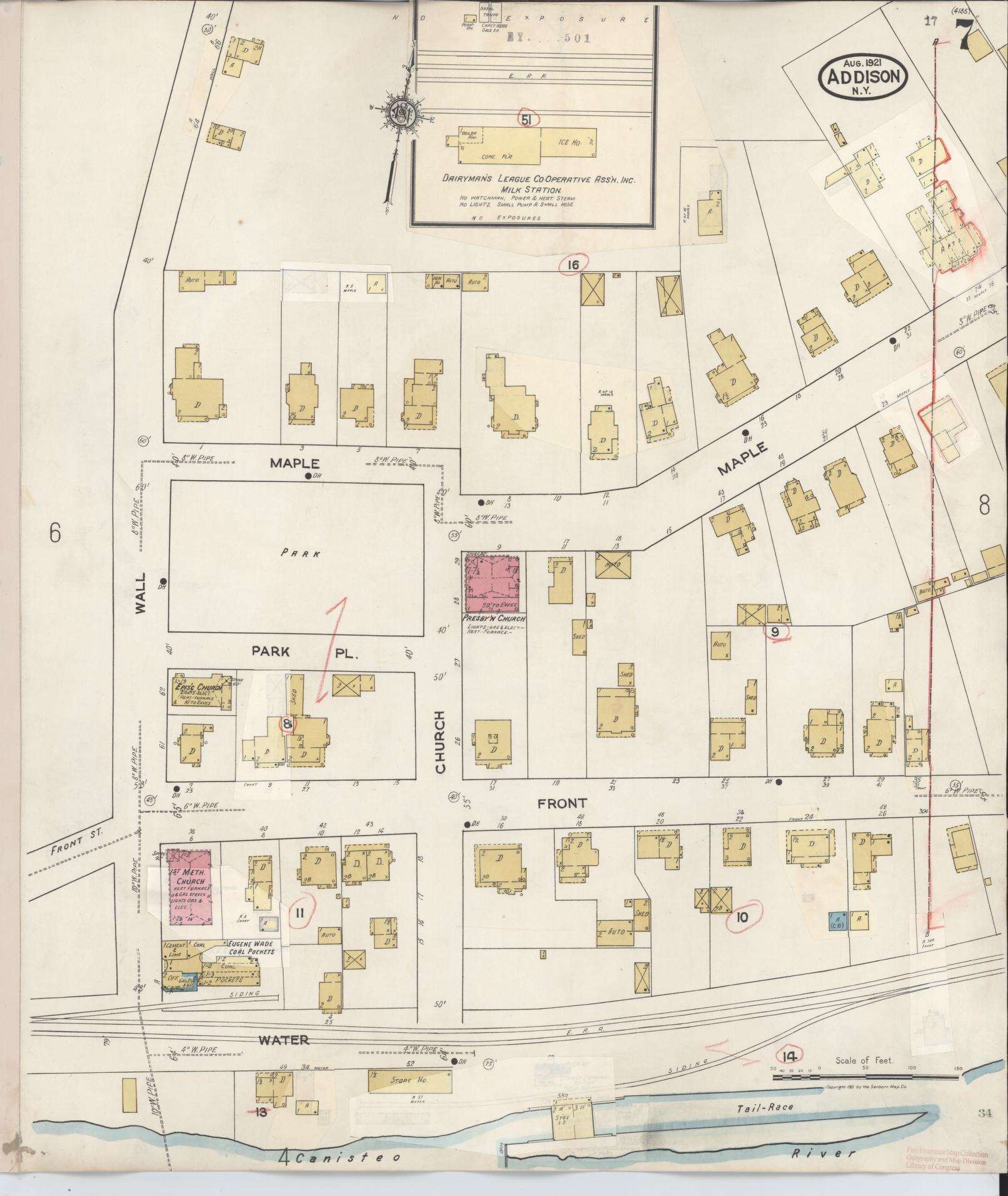 Sanborn Fire Insurance Map from Addison, Steuben County, New York (1945), Sheet #0007 - Complete Map Set gallery image, historic Sanborn map, vintage wall art, New York New York