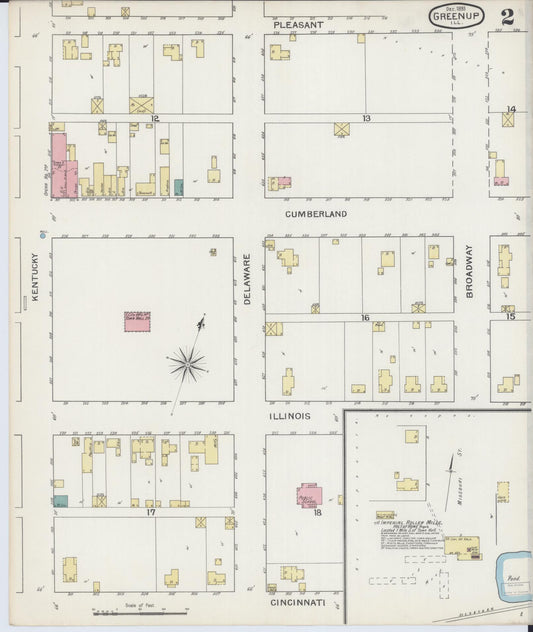 Sanborn Fire Insurance Map from Greenup, Cumberland County, Illinois (1893), Sheet #0002 - Historic Sanborn Fire Insurance Map Print, vintage old map wall art, antique decor, genealogy gift, Illinois Illinois map
