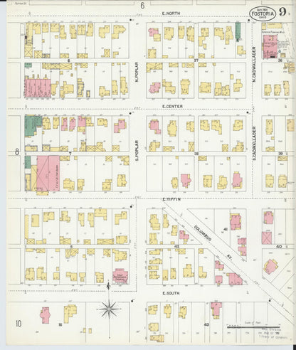 Sanborn Fire Insurance Map from Fostoria, Seneca, Hancock, And Wood Counties, Ohio (1901), Sheet #0009 - Complete Map Set gallery image, historic Sanborn map, vintage wall art, Ohio Ohio