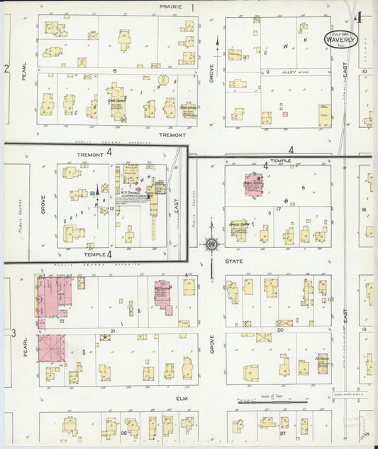 Sanborn Fire Insurance Map from Waverly, Morgan County, Illinois (1914), Sheet #0004 - Historic Sanborn Fire Insurance Map Print, vintage old map wall art, antique decor, genealogy gift, Illinois Illinois map