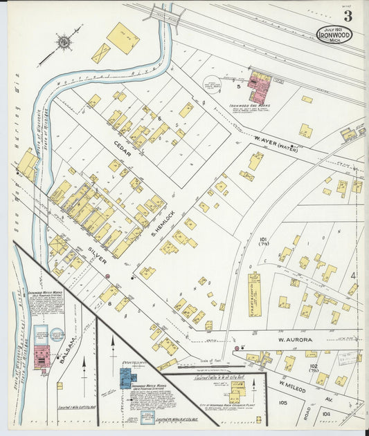 Sanborn Fire Insurance Map from Ironwood, Gogebic County, Michigan (1921), Sheet #0003 - Historic Sanborn Fire Insurance Map Print, vintage old map wall art, antique decor, genealogy gift, Michigan Michigan map
