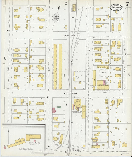Sanborn Fire Insurance Map from Decatur, Adams County, Indiana (1900), Sheet #0007 - Historic Sanborn Fire Insurance Map Print, vintage old map wall art, antique decor, genealogy gift, Indiana Indiana map