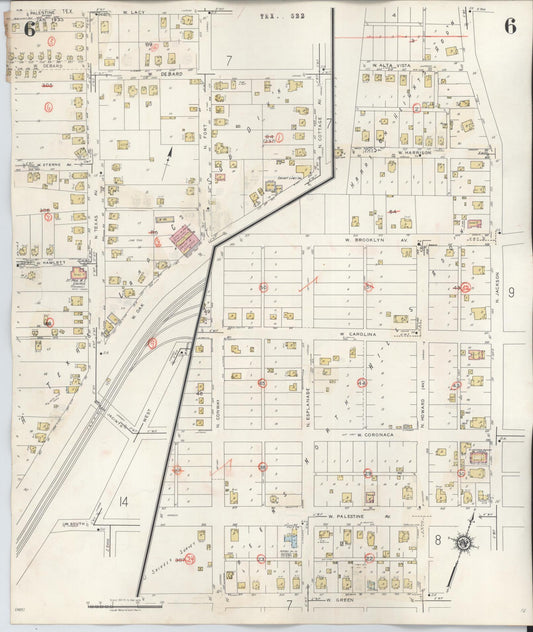 Sanborn Fire Insurance Map from Palestine, Anderson County, Texas (1949), Sheet #0006 - Historic Sanborn Fire Insurance Map Print, vintage old map wall art, antique decor, genealogy gift, Texas Texas map
