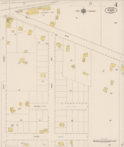 Sanborn Fire Insurance Map from Mount Angel, Marion County, Oregon (1922), Sheet #0004 - Complete Map Set gallery image, historic Sanborn map, vintage wall art, Oregon Oregon