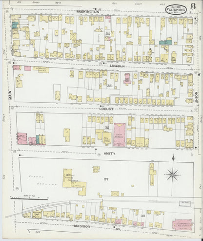 Sanborn Fire Insurance Map from Flushing, Queens County, New York (1892), Sheet #0008 - Complete Map Set gallery image, historic Sanborn map, vintage wall art, New York New York