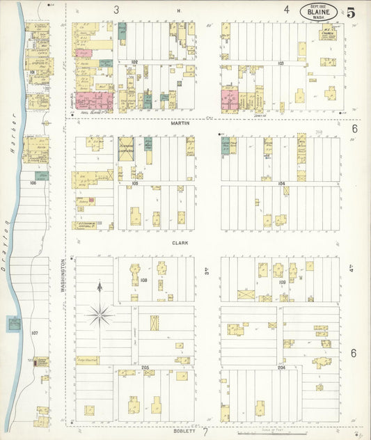 Sanborn Fire Insurance Map from Blaine, Whatcom County, Washington (1902), Sheet #0005 - Historic Sanborn Fire Insurance Map Print, vintage old map wall art, antique decor, genealogy gift, Washington Washington map