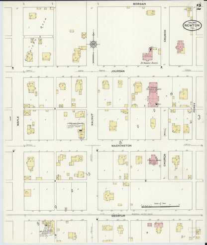 Sanborn Fire Insurance Map from Newton, Jasper County, Illinois (1910), Sheet #0002 - Complete Map Set gallery image, historic Sanborn map, vintage wall art, Illinois Illinois