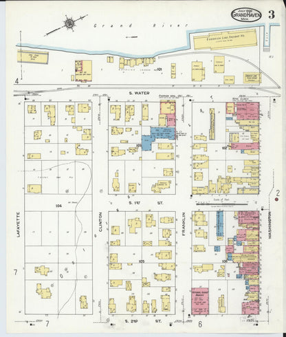 Sanborn Fire Insurance Map from Grand Haven, Ottawa County, Michigan (1920), Sheet #0003 - Complete Map Set gallery image, historic Sanborn map, vintage wall art, Michigan Michigan