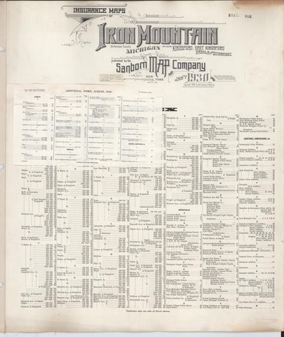 Sanborn Fire Insurance Map from Iron Mountain, Dickinson County, Michigan (1949), Sheet #0001 - Historic Sanborn Fire Insurance Map Print, vintage old map wall art, antique decor, genealogy gift, Michigan Michigan map