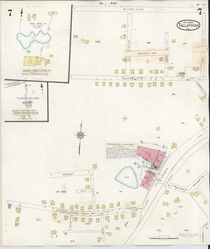Sanborn Fire Insurance Map from Tallapoosa, Haralson County, Georgia (1939), Sheet #0007 - Complete Map Set gallery image, historic Sanborn map, vintage wall art, Georgia Georgia
